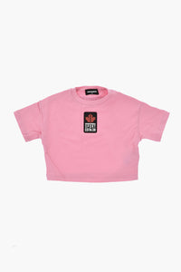 Crewneck T-Shirt in Solid Color with Logo Patch