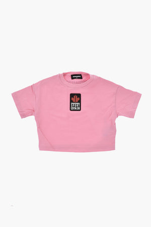 Einfarbiges T-Shirt mit Rundhalsausschnitt und Logopatch