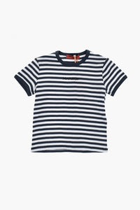 Bicolor-gestreiftes Rundhals-T-Shirt
