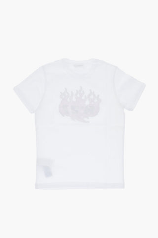 T-Shirt mit Rundhalsausschnitt in Uni mit Frontprint