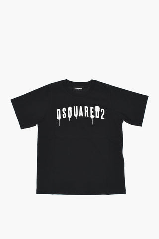 Rundhals-T-Shirt SLOUCH FIT in Uni mit bedrucktem Logo