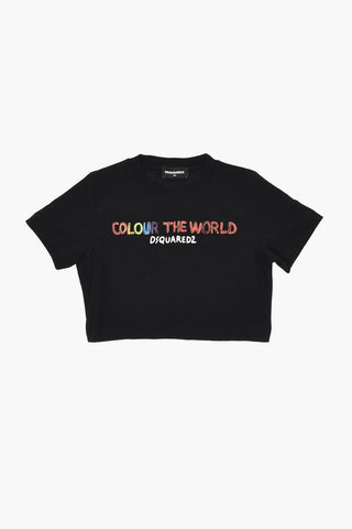 Baumwoll-Jersey Rundhals-T-Shirt COLOUR THE WORLD Bedruckt