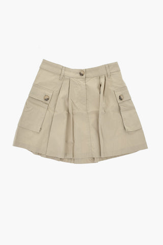 Pleated Cotton-Blend Skirt