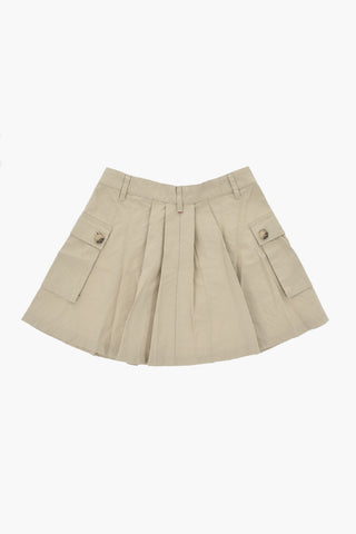 Pleated Cotton-Blend Skirt