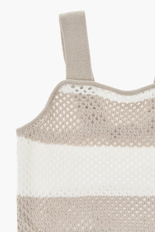 Top aus Baumwolle mit Lochmuster und Streifen