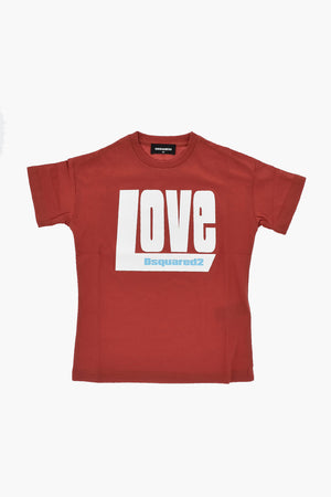 T-Shirt Girocollo in Jersey di Cotone con Stampa Love Dsquared