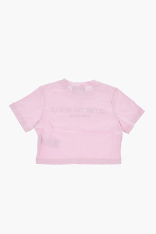 T-Shirt Girocollo COLOUR THE WORLD in Jersey di Cotone Stampata