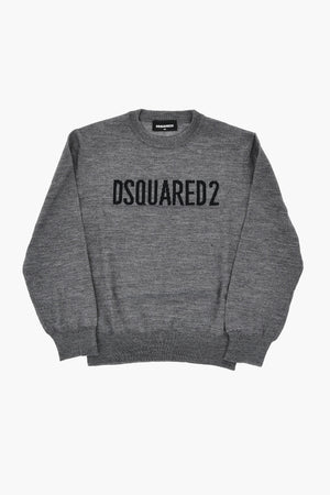 Wool-Blend Crewneck Sweater With Contrast Logo