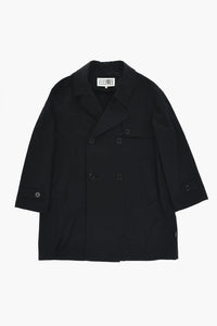 Solid Cotton Double-Breasted Coat