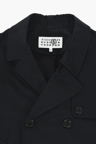 Cappotto a Doppiopetto in Cotone a Tinta Unita