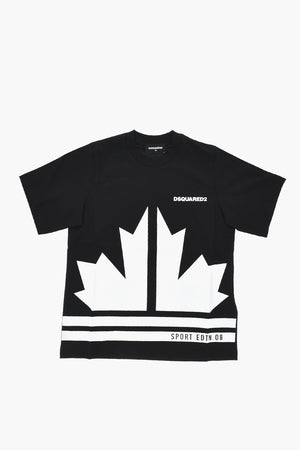 SPORT EDTN 0.8 T-Shirt Girocollo SLOUCH FIT in Jersey di Cotone con Stampa Foglia d'Acero