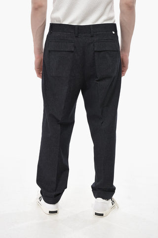 Pantaloni 4 Tasche in Misto Cotone con Risvolti