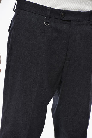 Pantaloni 4 Tasche in Misto Cotone con Risvolti