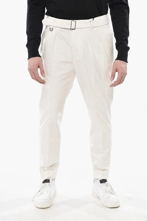 Velour Chinos With Belt And Turn-Ups