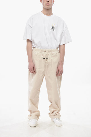 ESSENTIALS Pantaloni Casual in Misto Cotone con Elastico in Vita