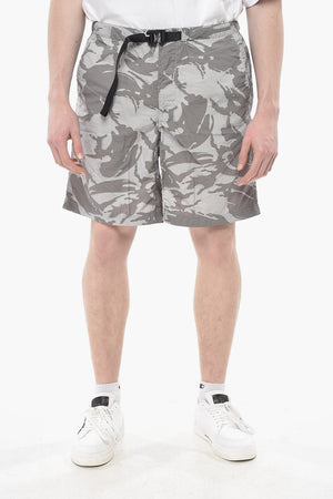 Nylon Camouflage-Print Shorts With Industrial Belt
