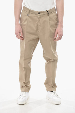 DUOMO Stretch Cotton Chino Trousers with Single Pleat