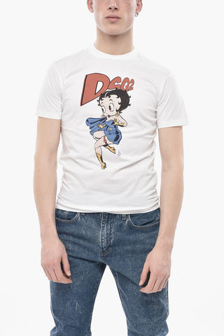 T-Shirt Girocollo COOL FIT in Jersey di Cotone con Stampa Betty Boop