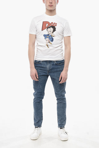 T-Shirt Girocollo COOL FIT in Jersey di Cotone con Stampa Betty Boop