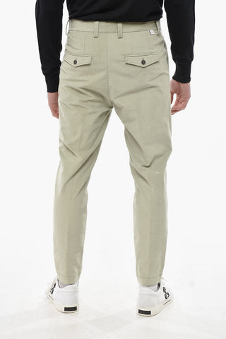 Velour Chino Trousers with Single Pleat and Belt Loops