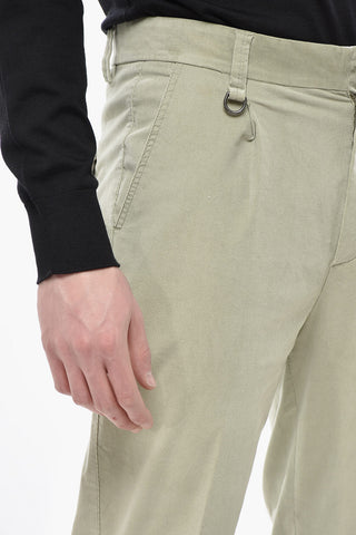 Velour Chino Trousers with Single Pleat and Belt Loops