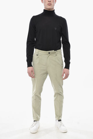 Velour Chino Trousers with Single Pleat and Belt Loops