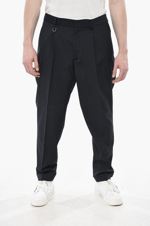 DUOMO Wool-Blend Trousers with Single Pleat and Turn-ups