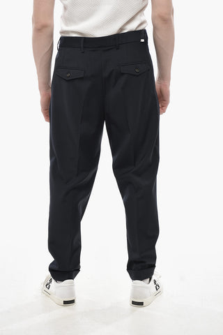 DUOMO Wool-Blend Trousers with Single Pleat and Turn-ups