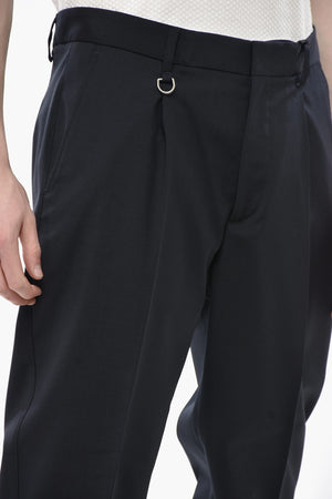 DUOMO Wool-Blend Trousers with Single Pleat and Turn-ups