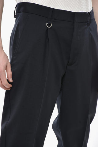 DUOMO Wool-Blend Trousers with Single Pleat and Turn-ups