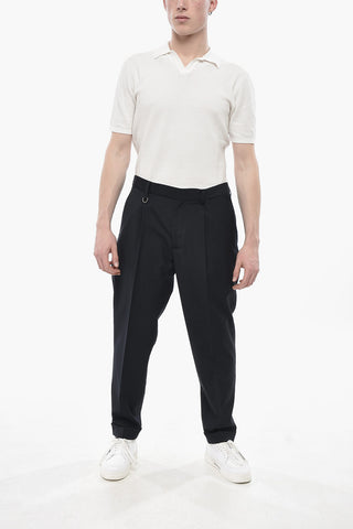DUOMO Wool-Blend Trousers with Single Pleat and Turn-ups