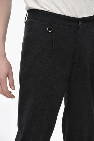 Pantaloni ad 1 Pince in Misto Cotone Twill con Passanti