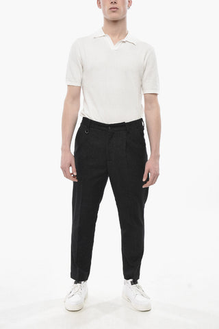 Single-Pleat Cotton-Blend Twill Trousers with Belt Loops