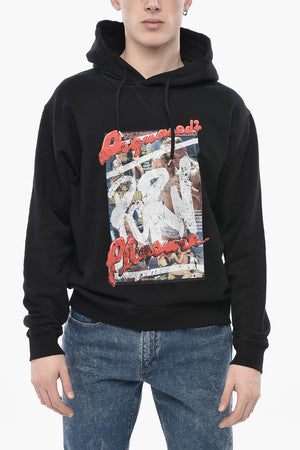 Felpa Hoodie in Cotone con Stampa Frontale