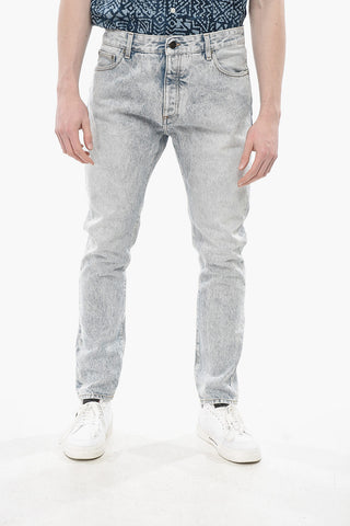 Jeans Skinny Fit CURVED LOGO in Denim Lavaggio Chiaro 15cm