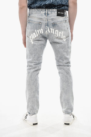 Denim Skinny Fit Jeans CURVED LOGO Light Wash 15cm