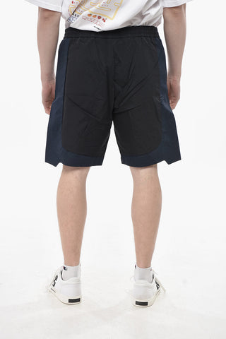 Bicolour Nylon Shorts With Elastic Waist