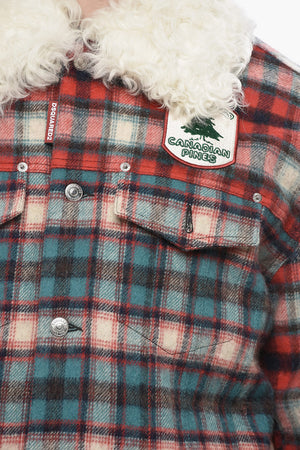 Checked Wool-Blend Jacket CANADIAN JEAN with Fur Collar