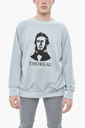 Crewneck Sweatshirt THOREAU in Solid Color With Front Print