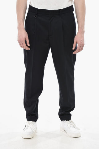 Wool Cloth Trousers With Single Pleat And Belt Loops