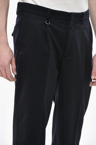 Wool Cloth Trousers With Single Pleat And Belt Loops