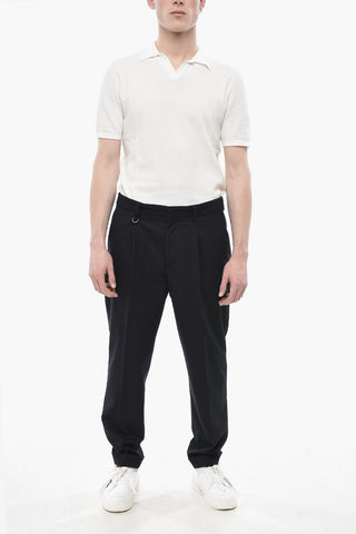 Wool Cloth Trousers With Single Pleat And Belt Loops