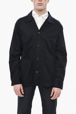 Overshirt in Misto Viscosa con Tasche a Toppa