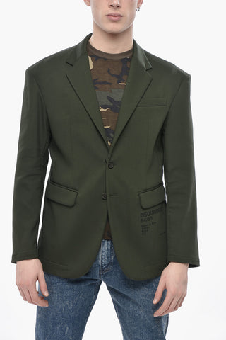 Unlined Solid-Color Two-Button Blazer with Flap Pockets