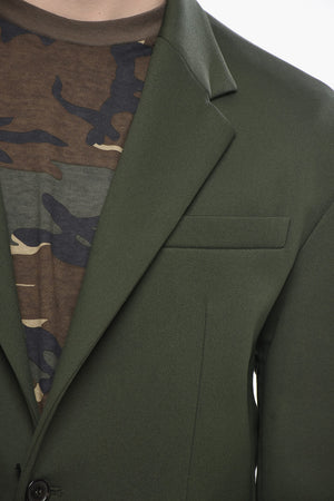 Unlined Solid-Color Two-Button Blazer with Flap Pockets