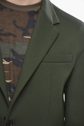 Unlined Solid-Color Two-Button Blazer with Flap Pockets