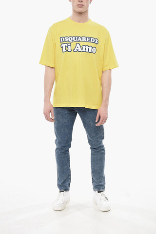 Rundhals-T-Shirt SKATER FIT in Uni mit Frontprint