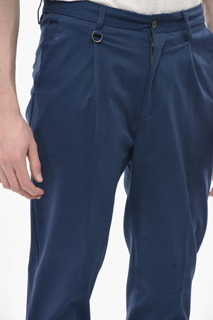 Stretch Cotton Chino Trousers with Single Pleat