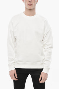 Crewneck-Sweatshirt S-ROB-MEGOVAL-D aus angerauter Baumwolle mit Maxi-Stickerei