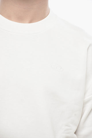 Felpa Girocollo S-ROB-MEGOVAL-D in Cotone Garzato con Maxi Ricamo